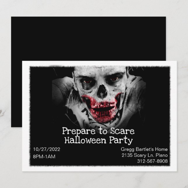 Scary Zombie Halloween Invitation (Front/Back)