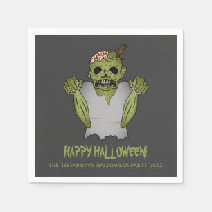 Scary Zombie Personalizable Halloween Event Text Napkin