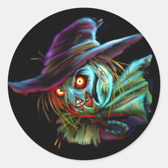 ScaryCrow Scarecrow with glowing eyes Sticker (Front)