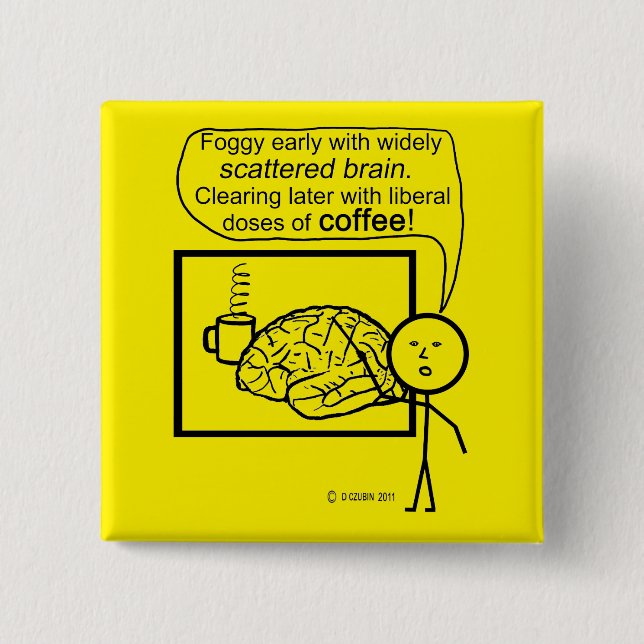 Scatter Brain Coffee 2 Inch Square Button (Front)