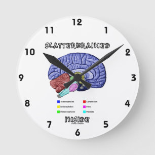 Scatterbrained Inside (Brain Humour) Round Clock