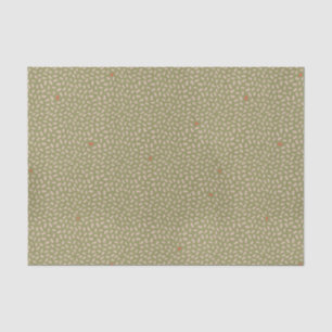 Scattered Abstract Beige Dots on Olive Green Tissue Paper