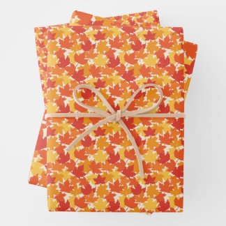 Scattered Autumn Leaves Wrapping Paper Sheet
