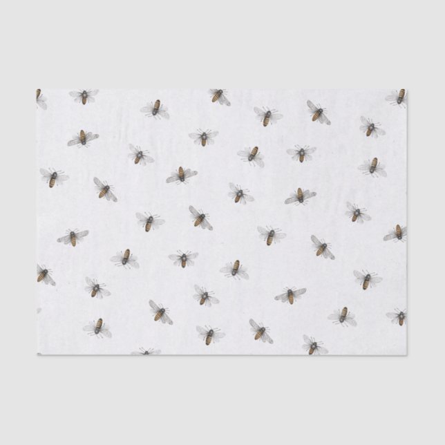 Scattered Bee Pattern on Ivory Tissue Paper (Front)