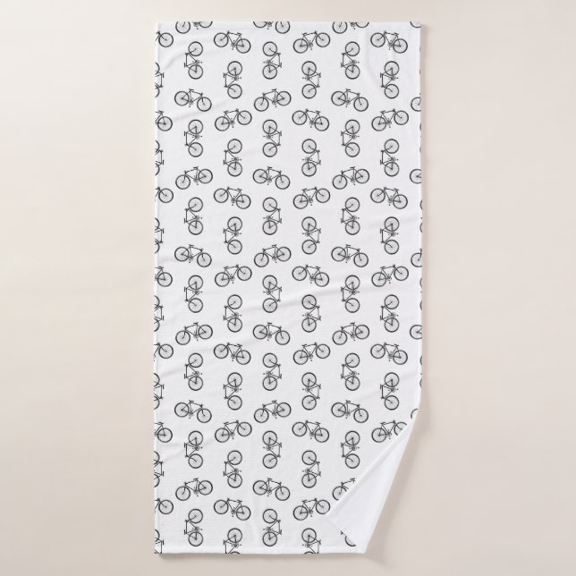 Scattered Bicycles Print Pattern CUSTOM BG COLOR Bath Towel (Bath Towel)
