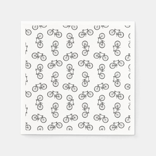 Scattered Bicycles Print Pattern CUSTOM BG COLOR Napkin (Front)