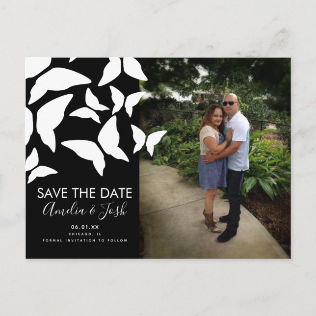 Scattered Butterflies Save the Date Photo Postcard (Front)