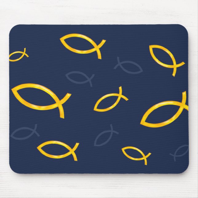 Scattered Christian Fishes Pattern Mouse Pad (Front)