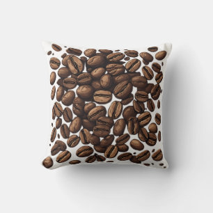 Scattered Coffee Beans Throw Pillow