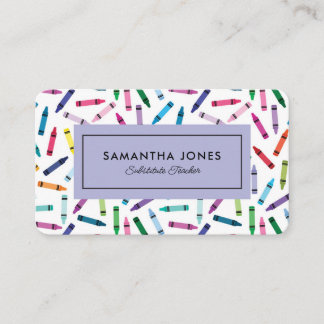 Scattered Crayons Substitute Teacher Contact Info Business Card