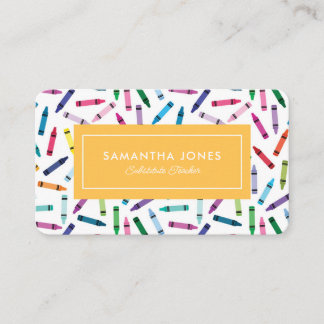 Scattered Crayons Substitute Teacher Contact Info Business Card