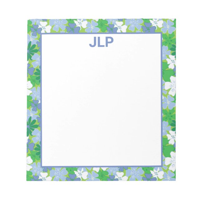 Scattered Floral Blue and Green Notepad (Front)