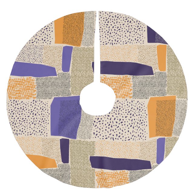 Scattered Geometric Lines: Abstract Art Brushed Polyester Tree Skirt (Front)