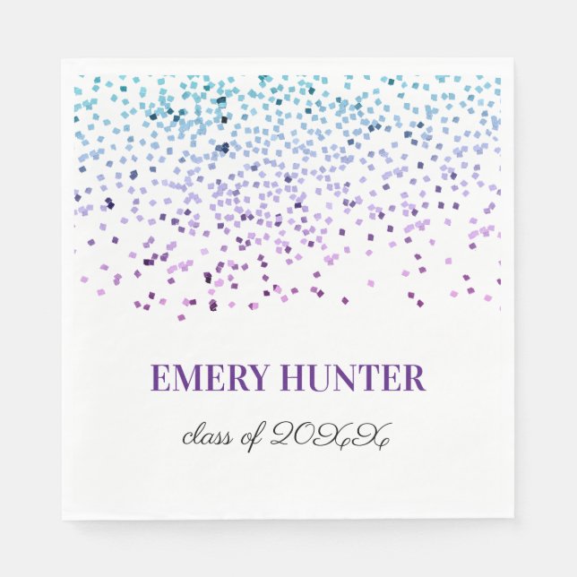Scattered Glitter Blue and Purple Napkin (Front)