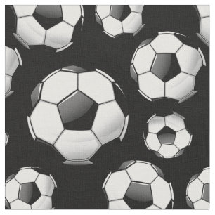 Scattered Glossy Round Soccer Balls Fabric