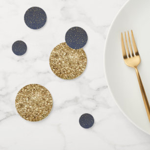 Scattered Gold Navy Blue Stars Confetti