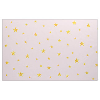 Scattered Golden Yellow Stars on Light Pink Fabric