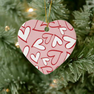 Scattered Hearts Ceramic Ornament