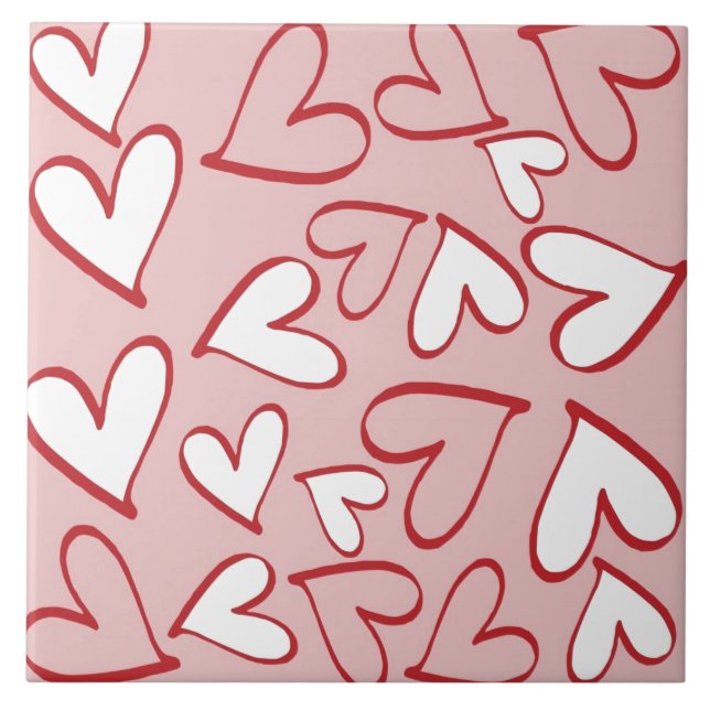 Scattered Hearts Ceramic Tile (Front)