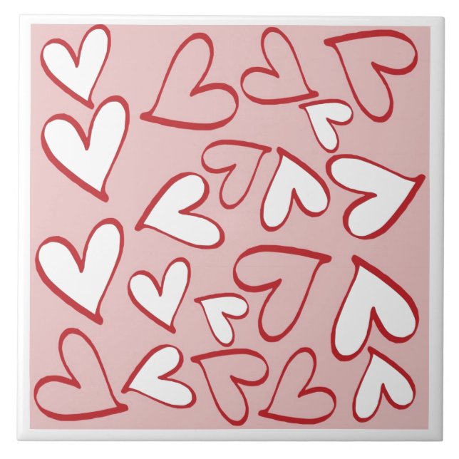 Scattered Hearts Ceramic Tile (Front)