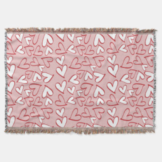 Scattered Hearts Pattern Throw Blanket