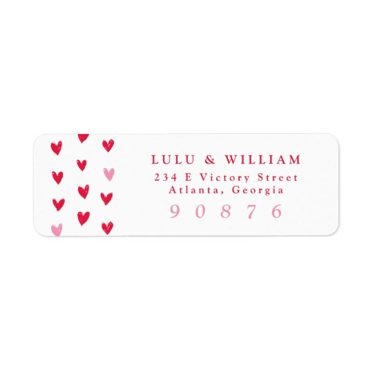Scattered hearts return address label