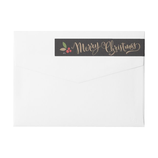 Scattered Holly Wraparound Christmas Address Label (Back)
