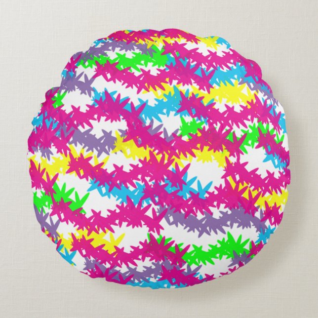 Scattered Jacks -Pop of Florecent Effect Design Round Pillow (Front)