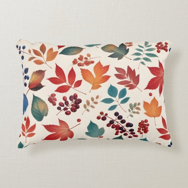 Scattered Leaves and Berries Accent Pillow (Front)