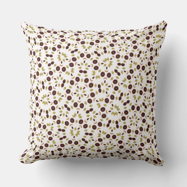 Scattered Olive Green and Chocolate Brown Organic  Throw Pillow (Front)