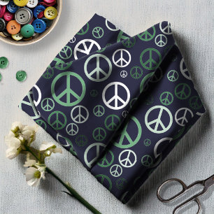 Scattered Peace Signs Green ID1075 Fabric