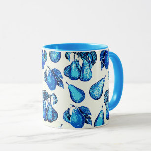 Scattered Pear Print in Indigo Blue and White  Mug