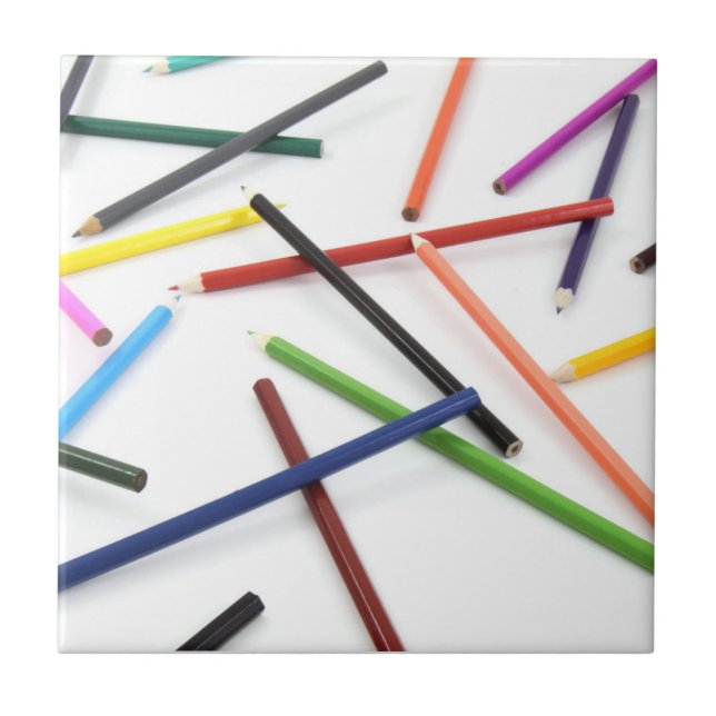 Scattered Pencils Ceramic Tile (Front)