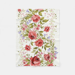 Scattered Red And Pink Roses Floral Art Fleece Bla Blanket