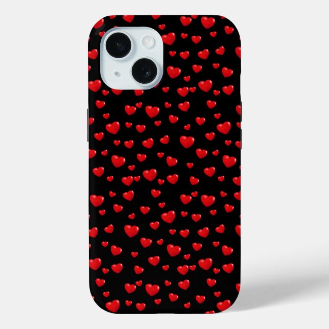 Scattered Red Hearts On Black Case-Mate iPhone Case (Back)