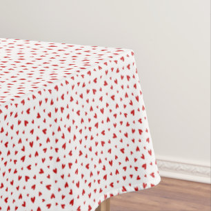 Scattered Red Hearts Tablecloth