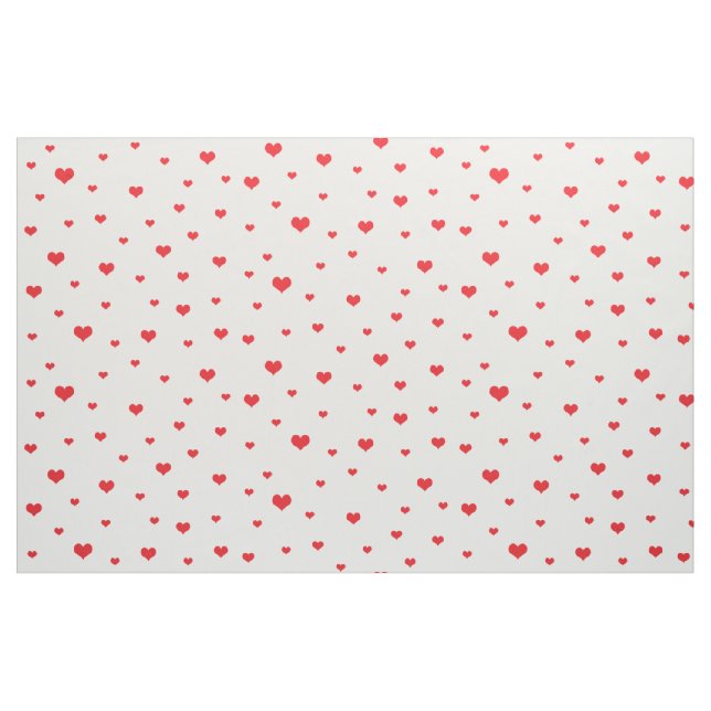 Scattered Red Hearts White Background Fabric (Yard)