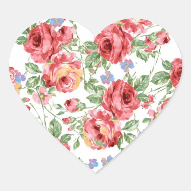 Scattered Roses by BobCatDesign Heart Sticker (Front)