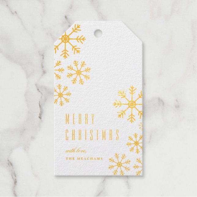Scattered snow foil Christmas and holiday gift tag (Front)