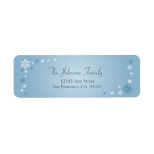 Scattered Snowflakes Holiday Address Labels (blue)