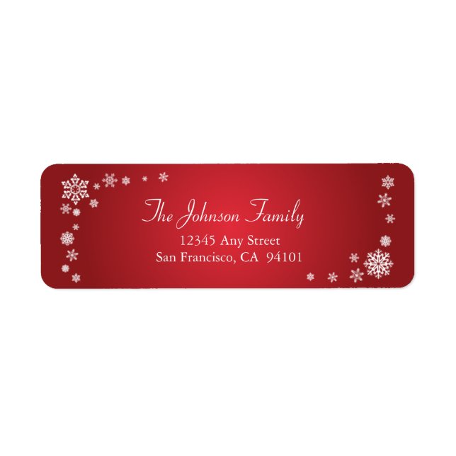 Scattered Snowflakes Holiday Address Labels (red) (Front)