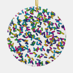 Scattered Sprinkles Pattern Ceramic Ornament