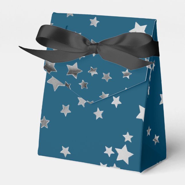 Scattered Stars on Blue Favor Box (Front Side)