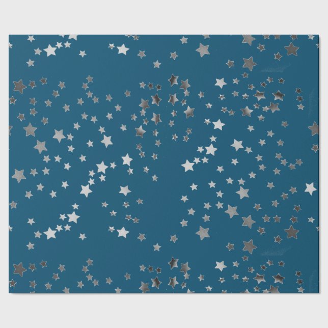Scattered Stars on Blue Wrapping Paper (Seam)