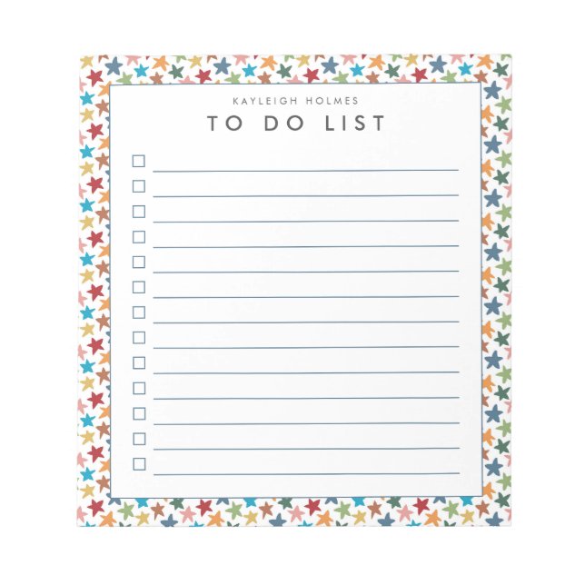 Scattered Stars To Do List Notepad (Front)