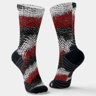 Scattered Sticks-Black, red and white Socks