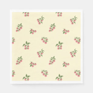 Scattered Tomato Branch Botanical Picnic Pink Napkin