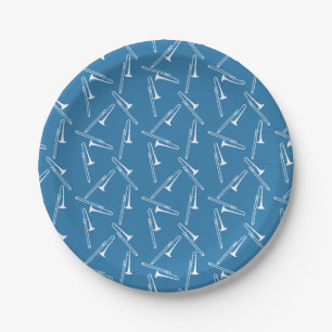 Scattered Trombones Paper Plate
