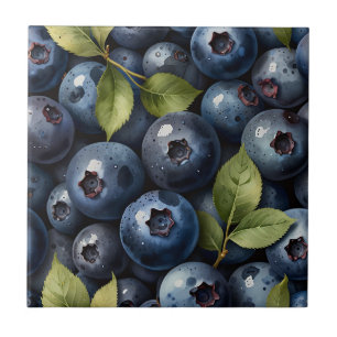 Scattered Watercolor Blueberries Pattern Tile