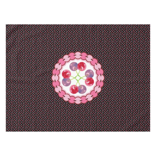 Scattered Watercolor Cherries Pattern Tablecloth (Front (Horizontal))